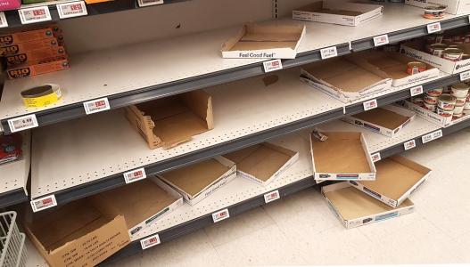 empty grocery store shelves