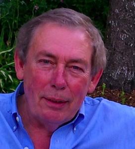 man from chest up with salt & pepper hair, ruddy skin, and blue shirt