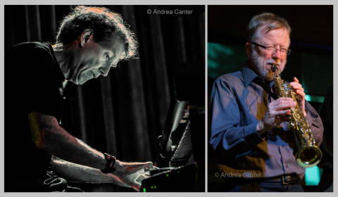 Two photos, one of pianist Larry McDonough, and one of saxophonist Richard Terrill