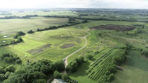 aerial photo of regenerative farmland